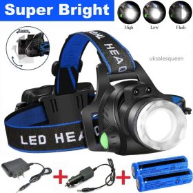 990000LM Rechargeable LED Headlamp Zoomable Torch Tactical Headlight Flashlight (Option: 100meters)