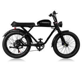 24 inch Fat Tire 1000w Electric Cafe Racer Bike (Color: Black)