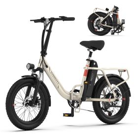 INVANTI EB11 Electric Bike  500W Folding Bike 48V 10.4AH 7S Shimano Electric Bicycle (Color: White)