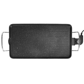 1400W Electric Barbecue Grill, Non-Stick Tabletop BBQ Griddle for Indoor/Outdoor Cooking and Picnic (Color: Black, size: medium)